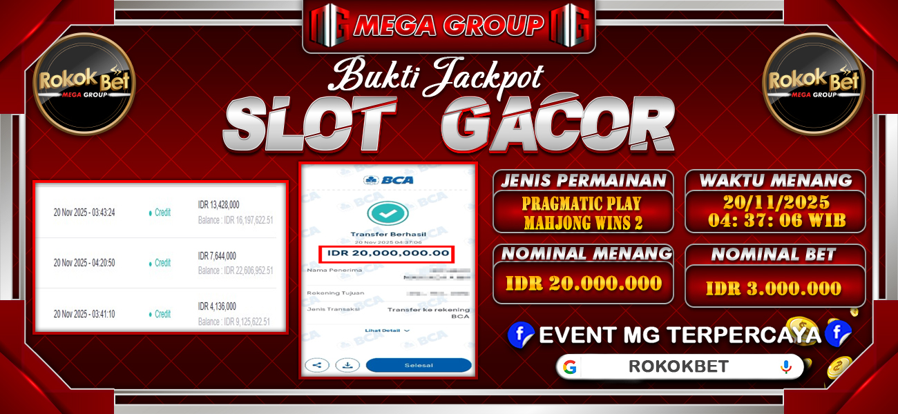 Bukti JP situs Rokokbet hari Kamis, 20 November 2025