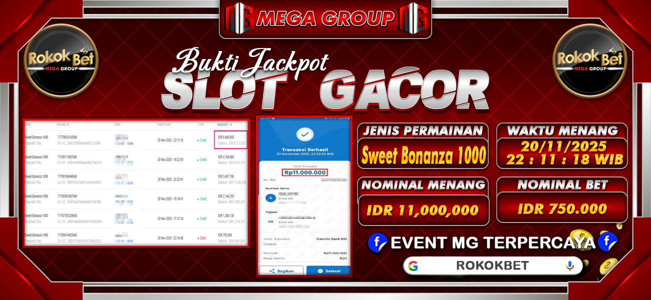 Bukti JP situs Rokokbet hari Kamis, 20 November 2025