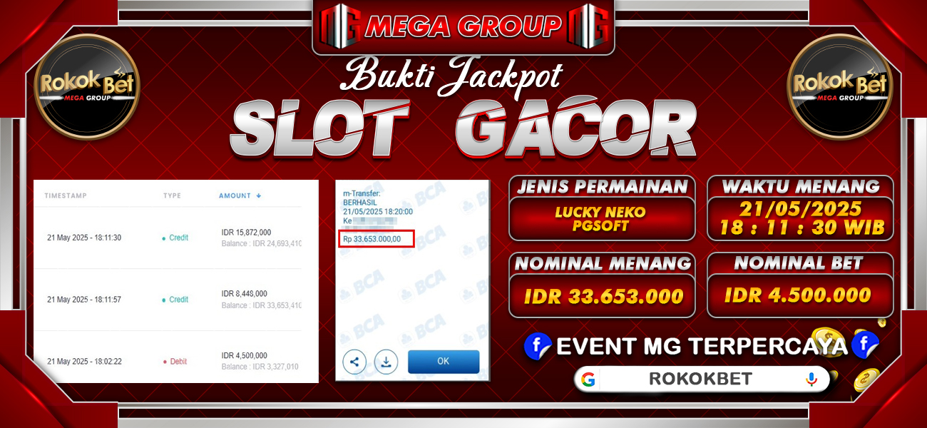 Bukti JP situs Rokokbet hari Rabu, 21 Mei 2025