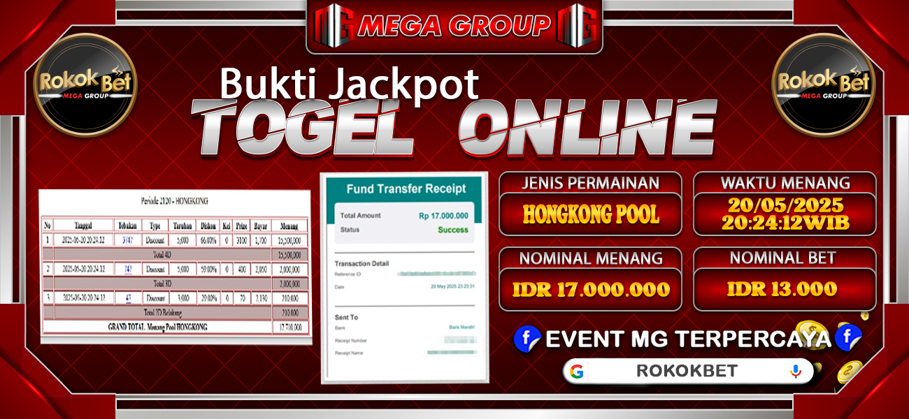 Bukti JP situs Rokokbet hari Selasa, 20 Mei 2025