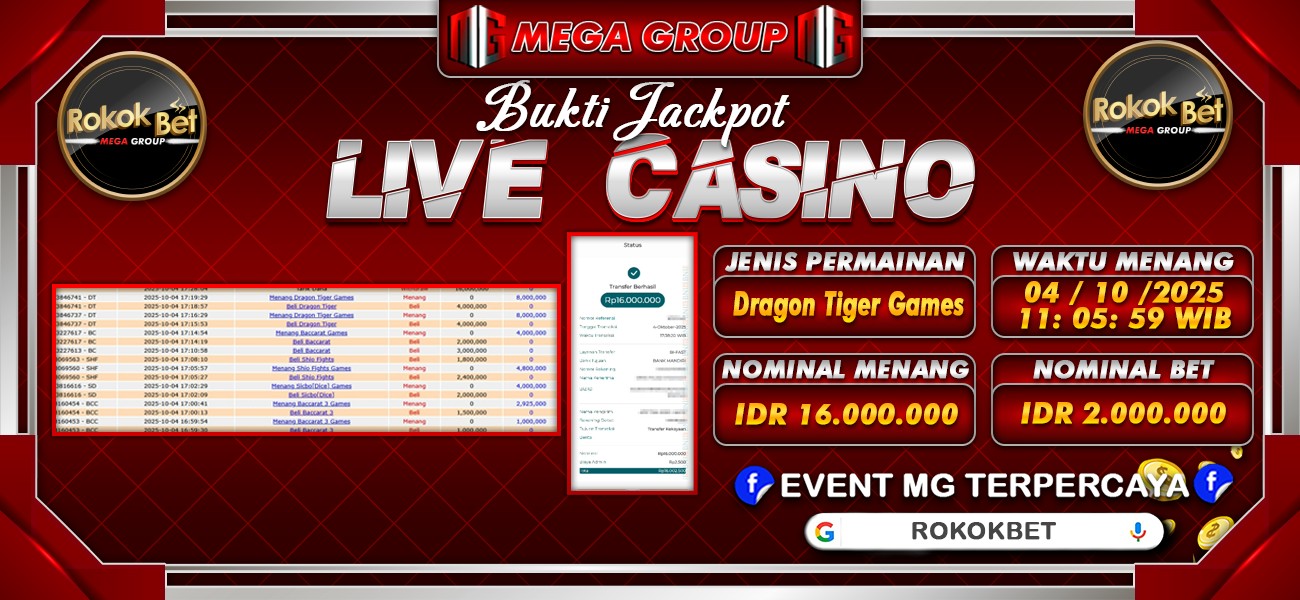 Bukti JP situs Rokokbet hari Sabtu, 04 Oktober 2025