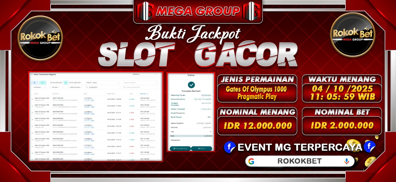 Bukti JP situs Rokokbet hari Sabtu, 04 Oktober 2025