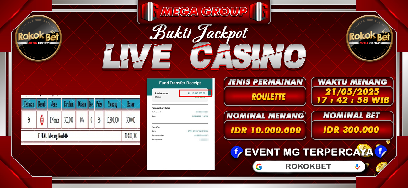Bukti JP situs Rokokbet hari Rabu, 21 Mei 2025