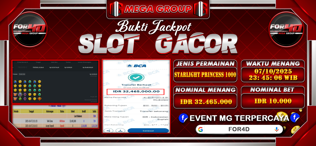 Bukti JP situs For4D hari Rabu, 08 Oktober 2025