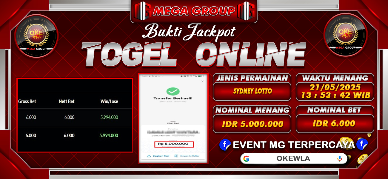 Bukti JP situs Okewla hari Rabu, 21 Mei 2025