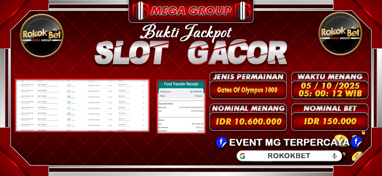 Bukti JP situs Rokokbet hari Minggu, 05 Oktober 2025