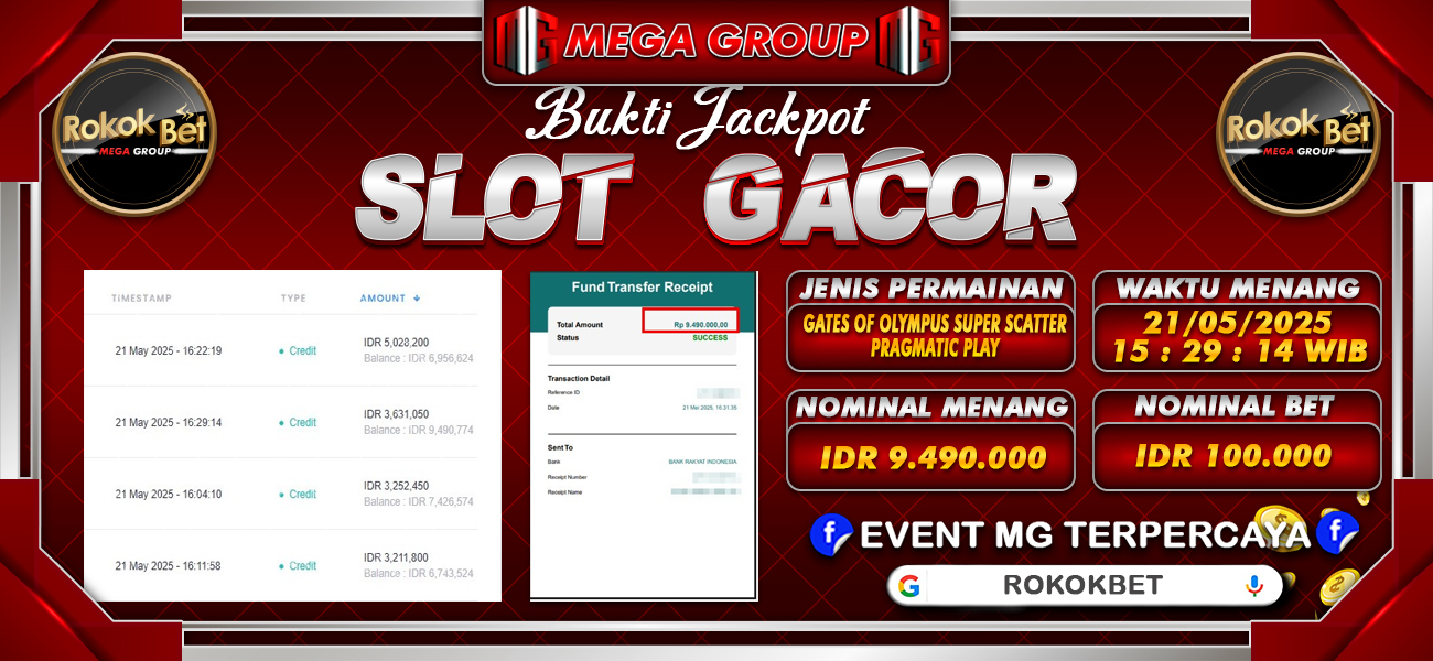 Bukti JP situs Rokokbet hari Rabu, 21 Mei 2025