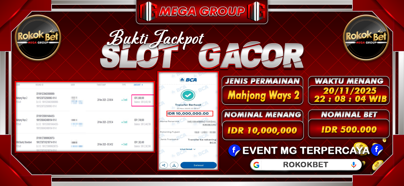 Bukti JP situs Rokokbet hari Kamis, 20 November 2025