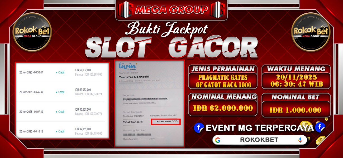 Bukti JP situs Rokokbet hari Kamis, 20 November 2025