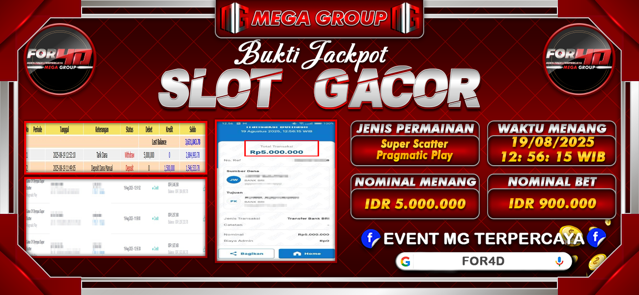 Bukti JP situs For4D hari Selasa, 19 Agustus 2025