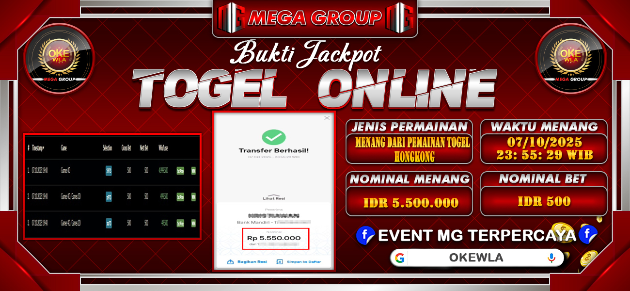 Bukti JP situs Okewla hari Rabu, 08 Oktober 2025