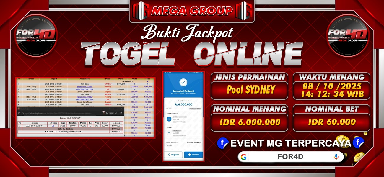 Bukti JP situs For4D hari Rabu, 08 Oktober 2025
