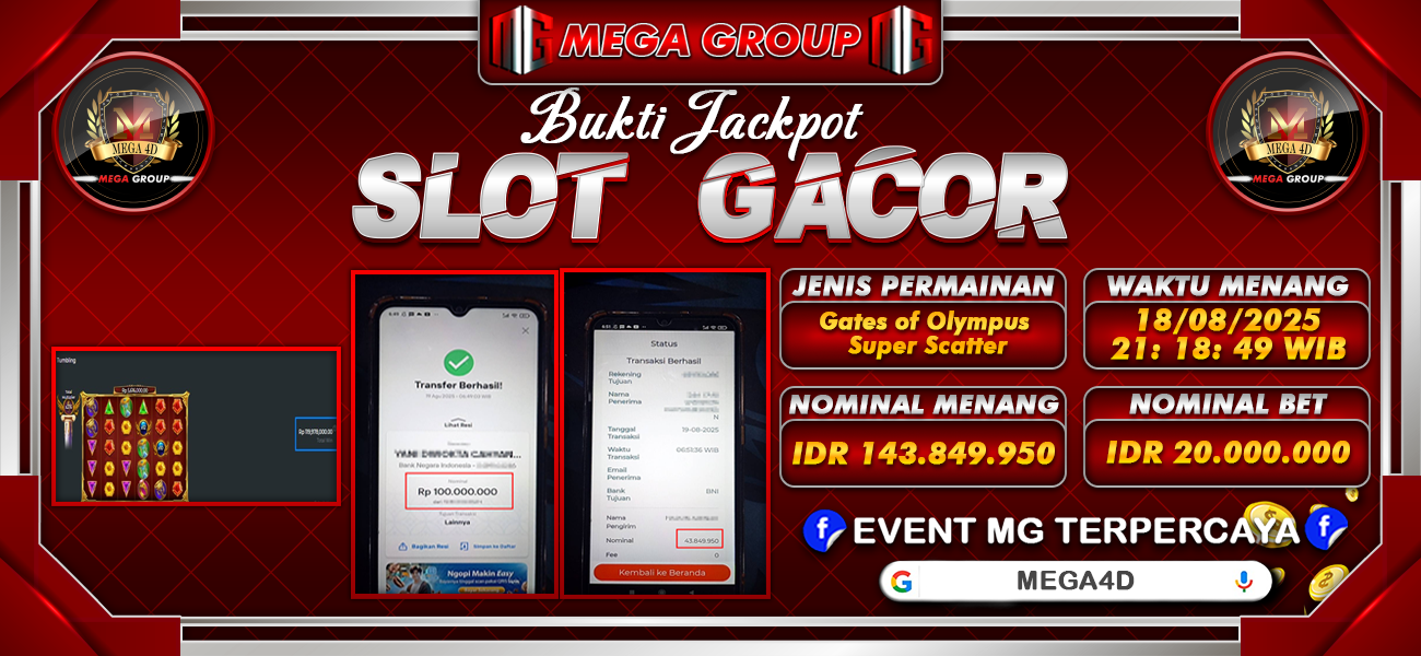 Bukti JP situs Mega4D hari Selasa, 19 Agustus 2025