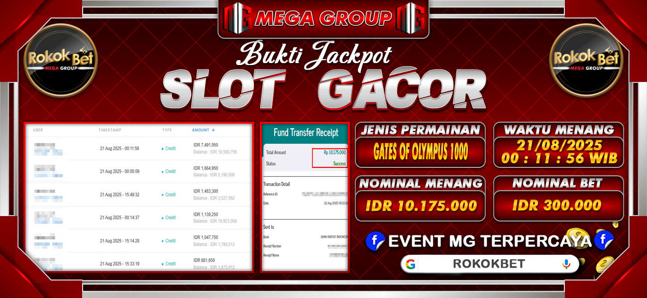Bukti JP situs Rokokbet hari Kamis, 21 Agustus 2025