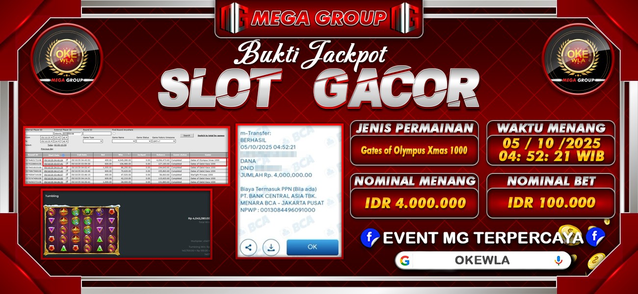 Bukti JP situs Okewla hari Minggu, 05 Oktober 2025