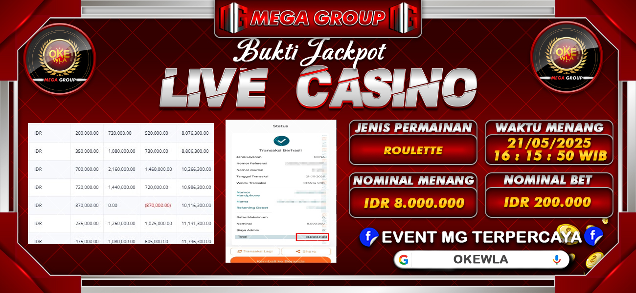 Bukti JP situs Okewla hari Rabu, 21 Mei 2025
