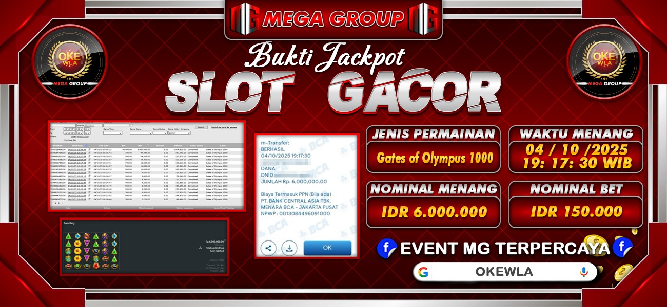 Bukti JP situs Okewla hari Sabtu, 04 Oktober 2025