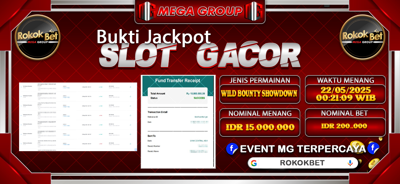 Bukti JP situs Rokokbet hari Kamis, 22 Mei 2025