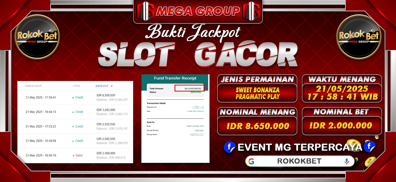 Bukti JP situs Rokokbet hari Rabu, 21 Mei 2025