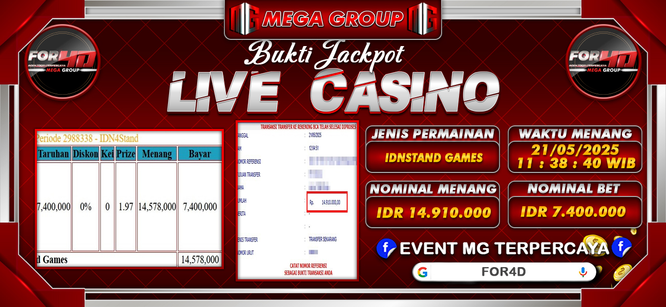 Bukti JP situs For4D hari Rabu, 21 Mei 2025