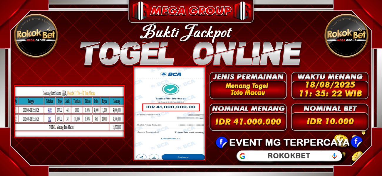Bukti JP situs Rokokbet hari Selasa, 19 Agustus 2025