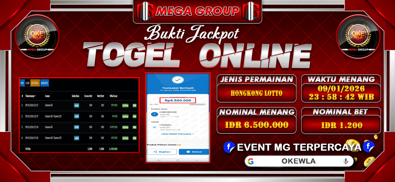 Bukti JP situs Okewla hari Sabtu, 10 Januari 2026