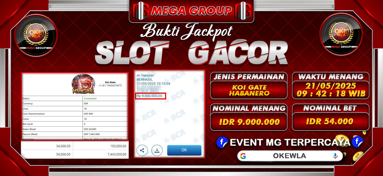 Bukti JP situs Okewla hari Rabu, 21 Mei 2025