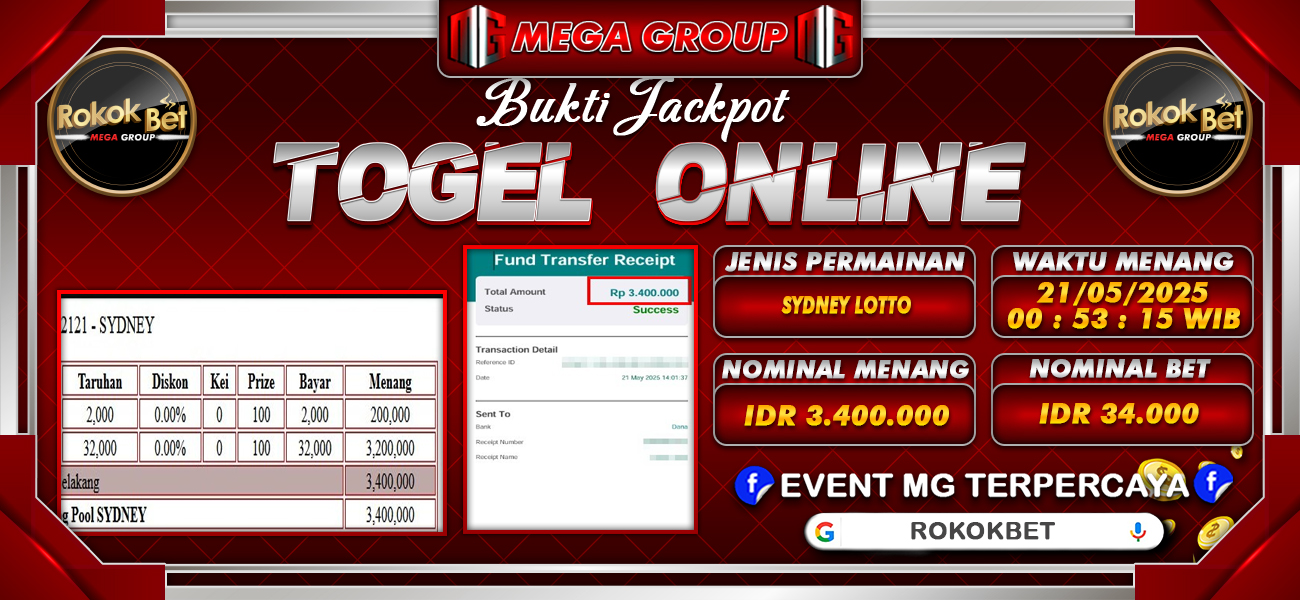 Bukti JP situs Rokokbet hari Rabu, 21 Mei 2025