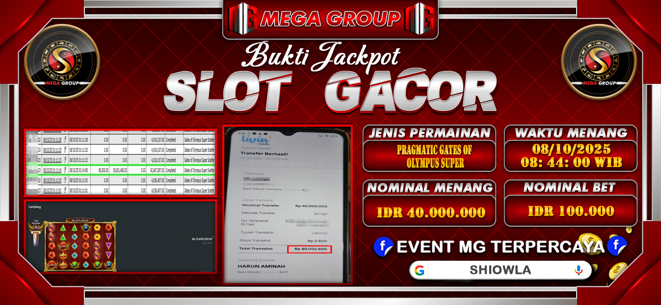 Bukti JP situs Shiowla hari Rabu, 08 Oktober 2025
